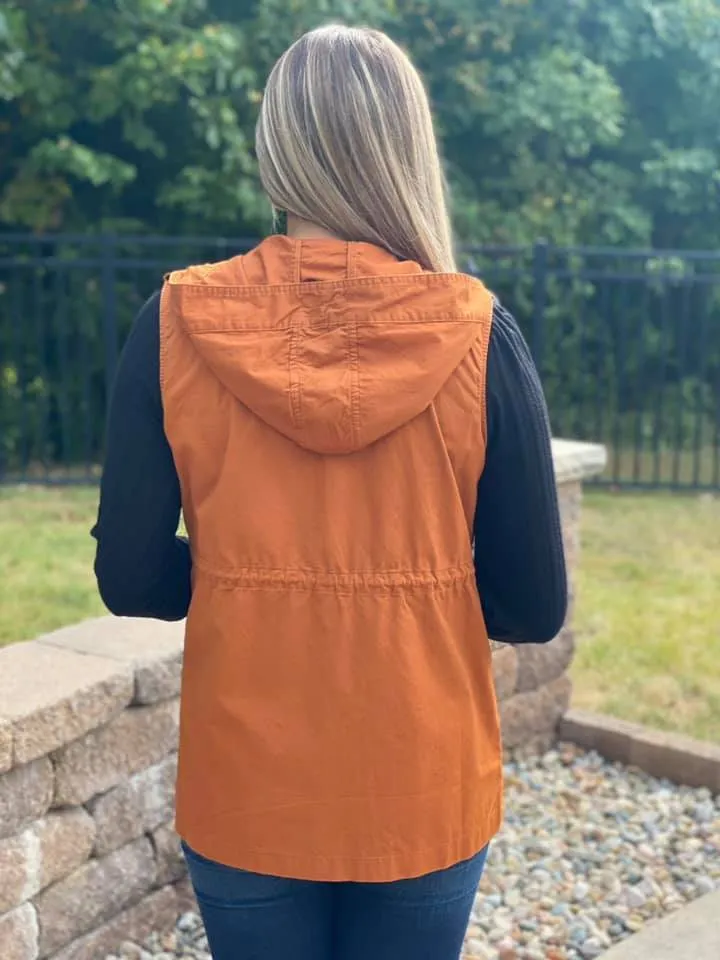 Hooded Utility Vest - Orange