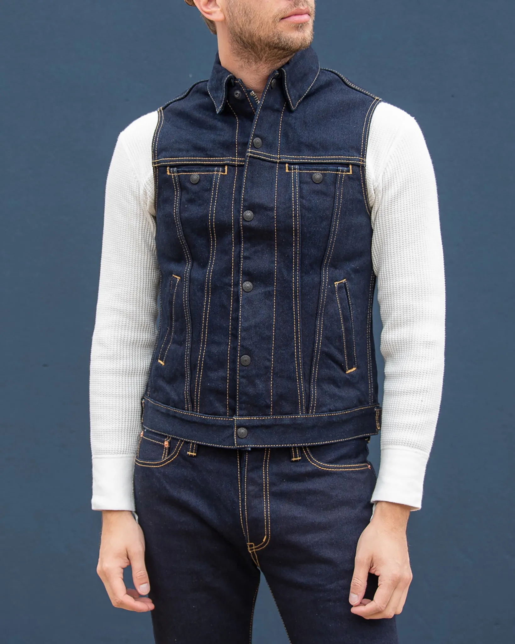 Ignition Works 19oz Stretch Denim Tracker Vest - Indigo