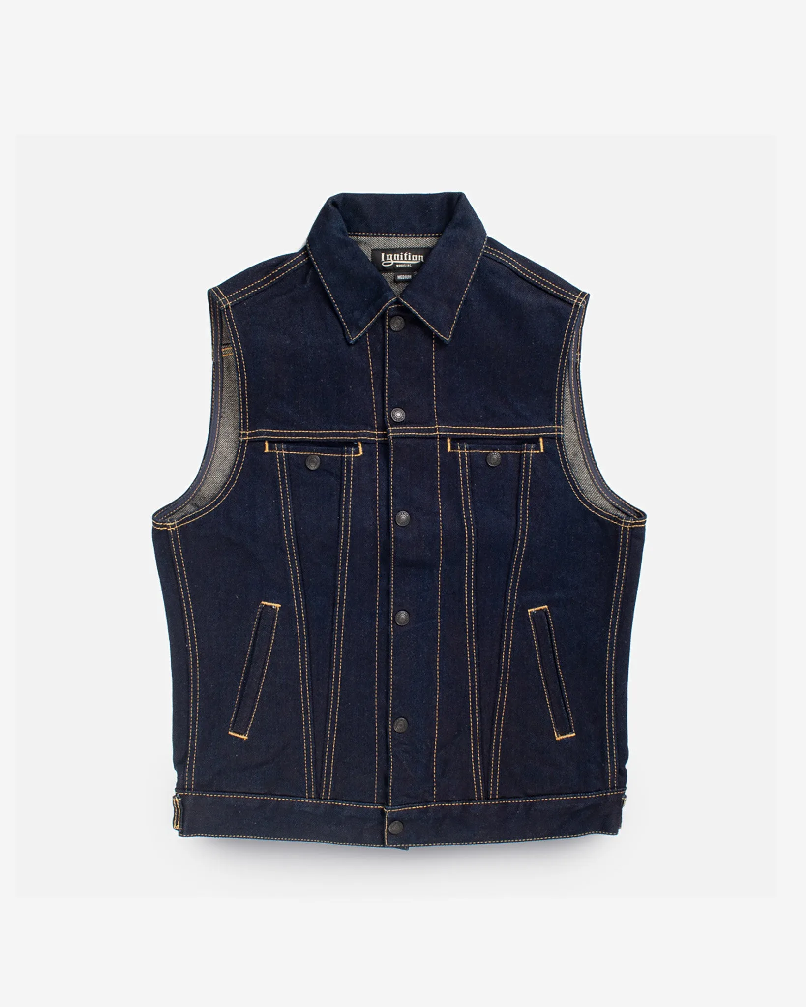 Ignition Works 19oz Stretch Denim Tracker Vest - Indigo
