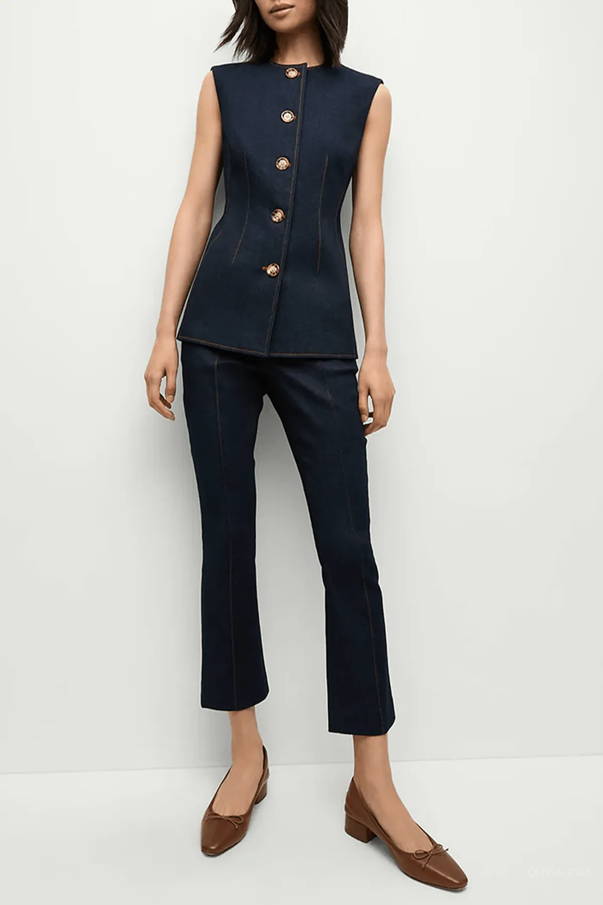 Jessup Denim Vest in Dark Oxford