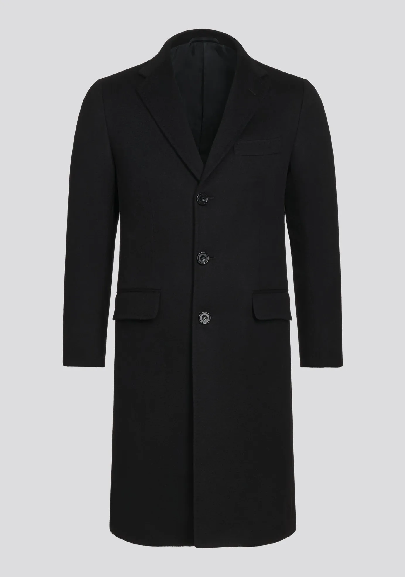 Jet Black Cashmere Winter Overcoat