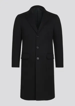 Jet Black Cashmere Winter Overcoat