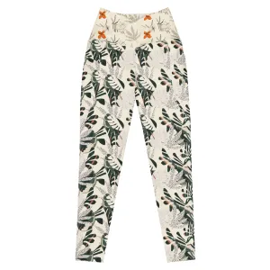 Jungle Leaves Crossover leggings with pockets