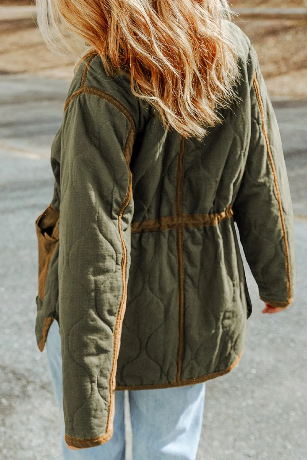 KaleaBoutique Stitching Quilted Drawstring Jacket