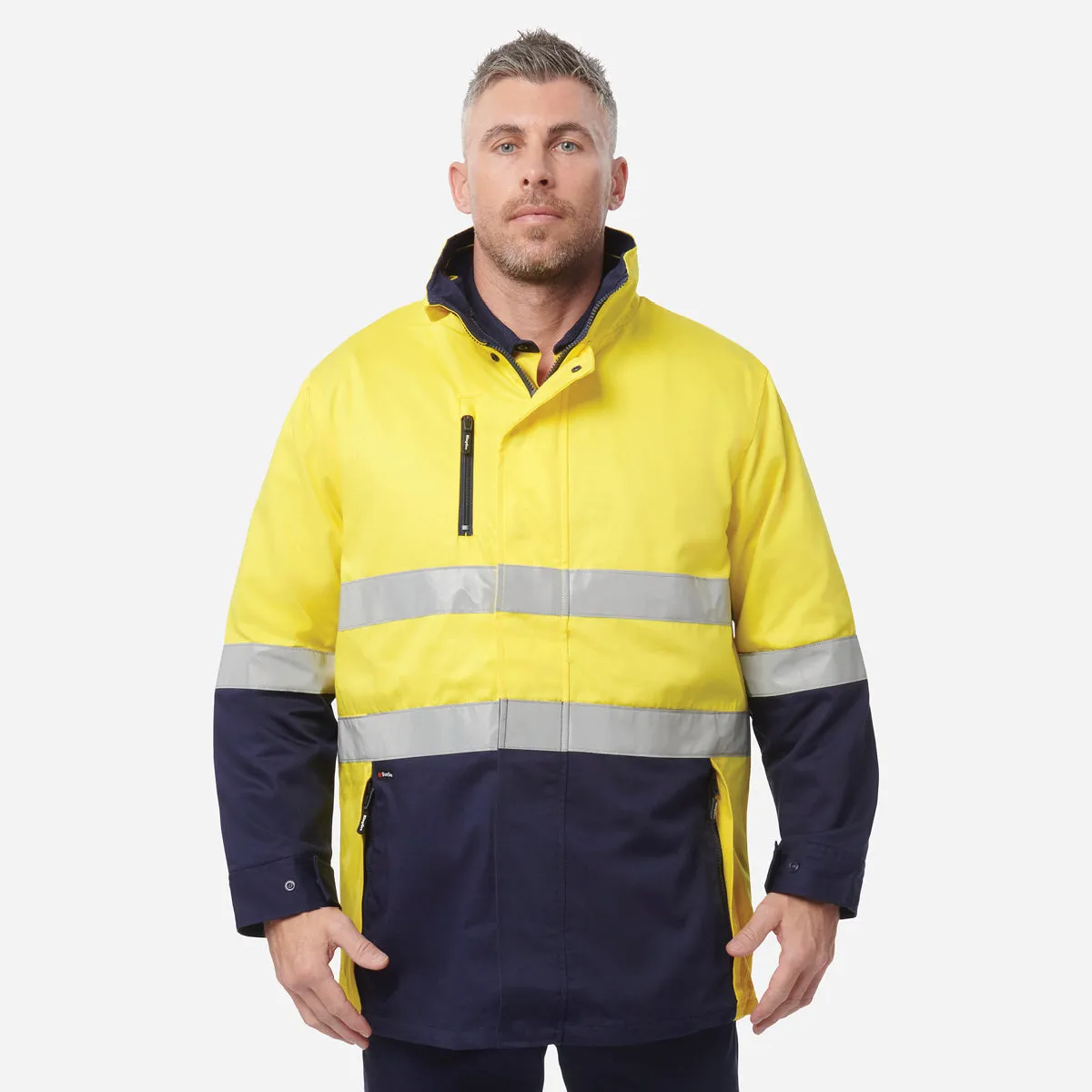 KingGee Men's Reflective 3 in 1 Cotton Jacket - Yellow/Navy
