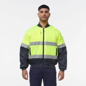 KingGee Men's Reflective Bomber Jacket - Yellow/Navy