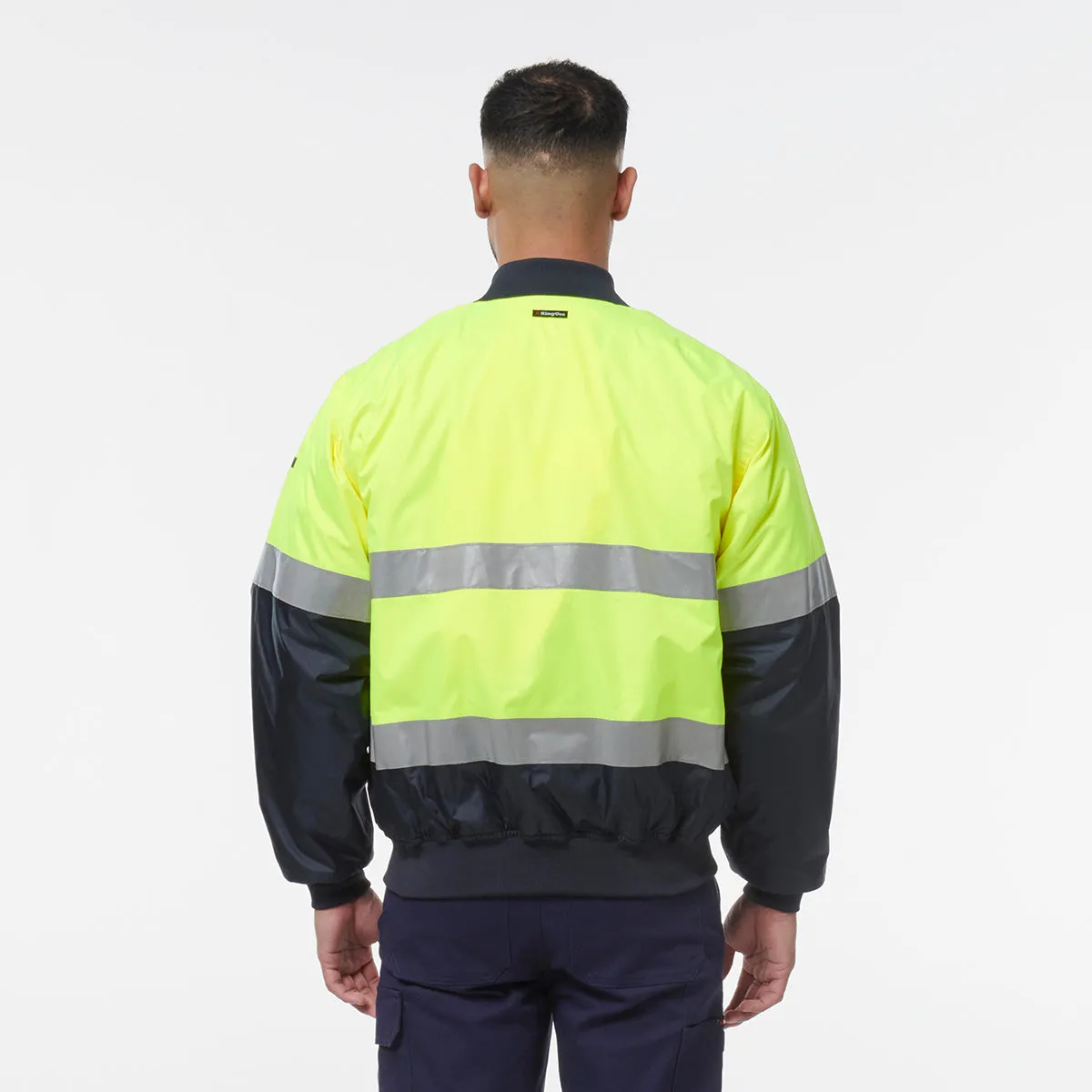 KingGee Men's Reflective Bomber Jacket - Yellow/Navy