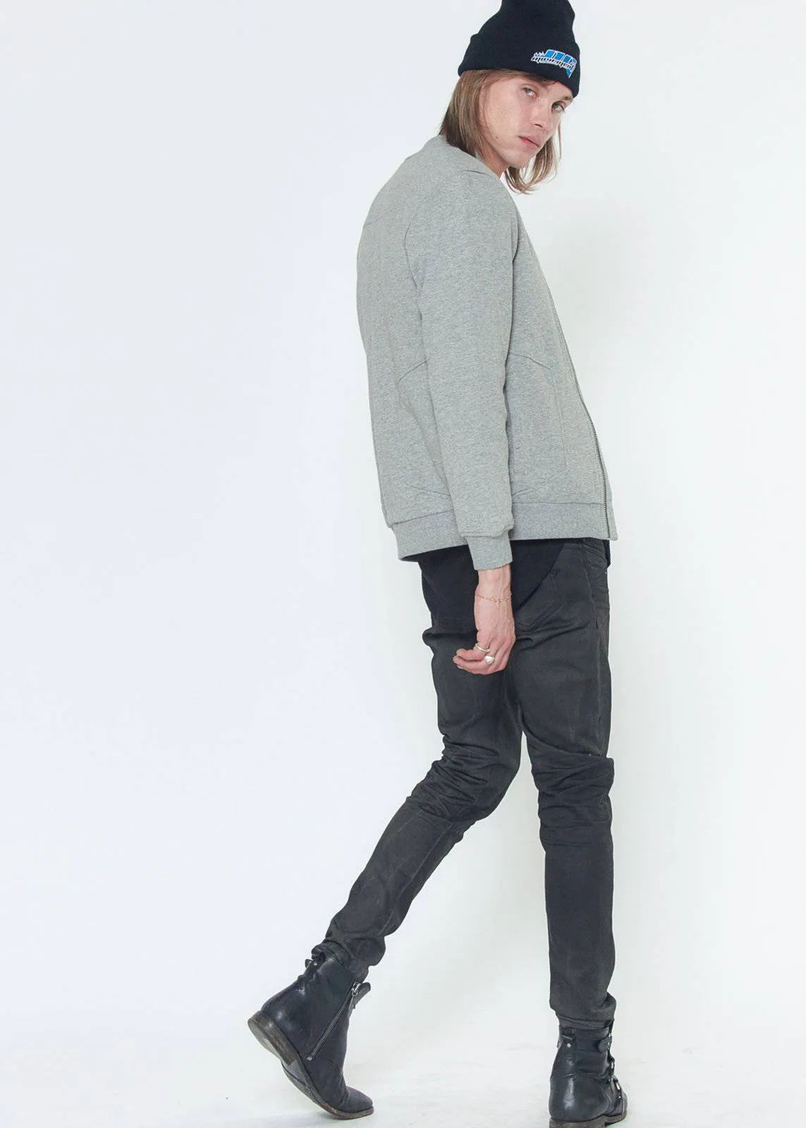 Konus Men's Detachable Sleeve French Terry Bomber in Gray