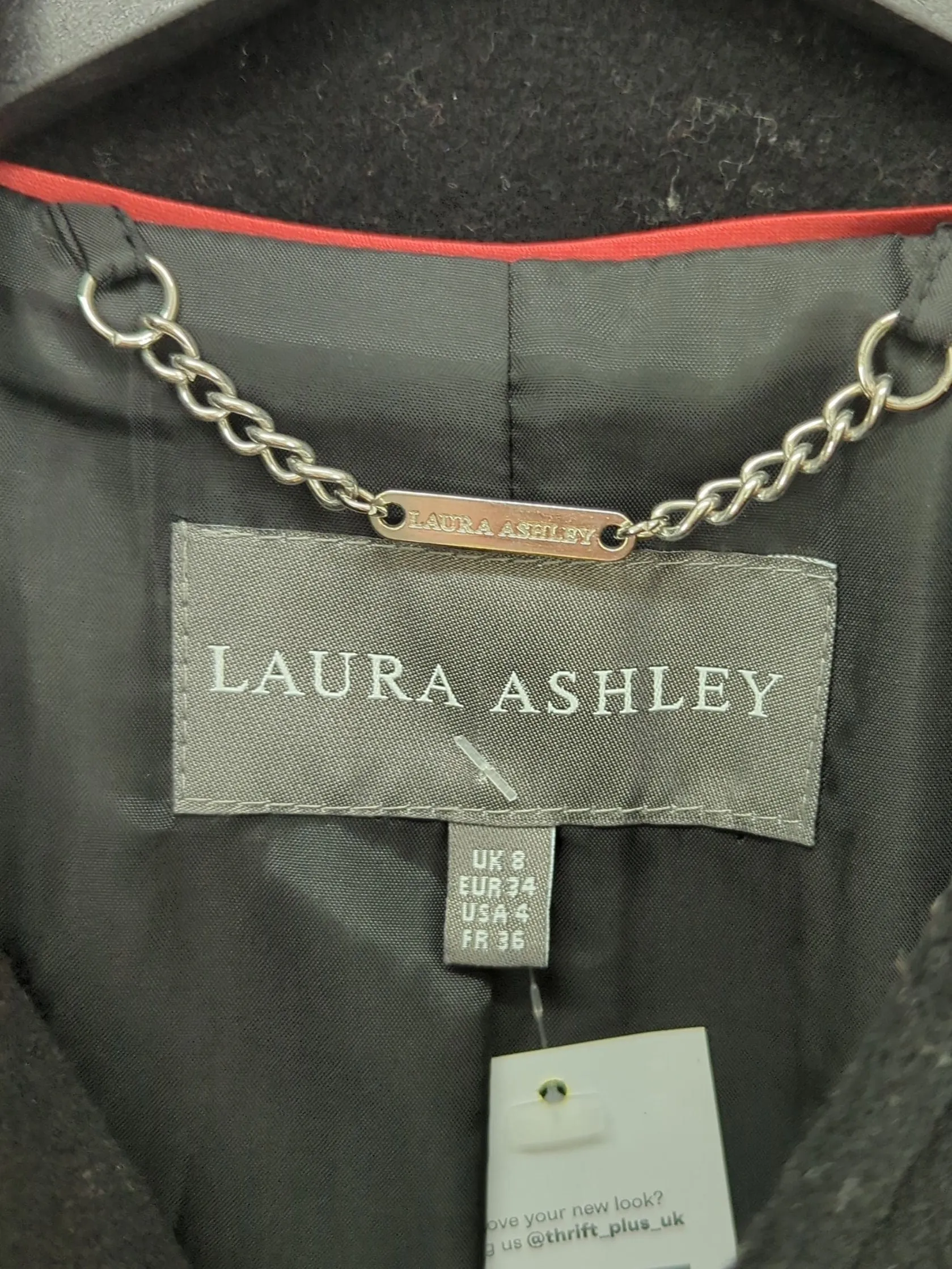 Laura Ashley Women's Coat UK 12 Black Wool with Cashmere, Polyamide, Polyester