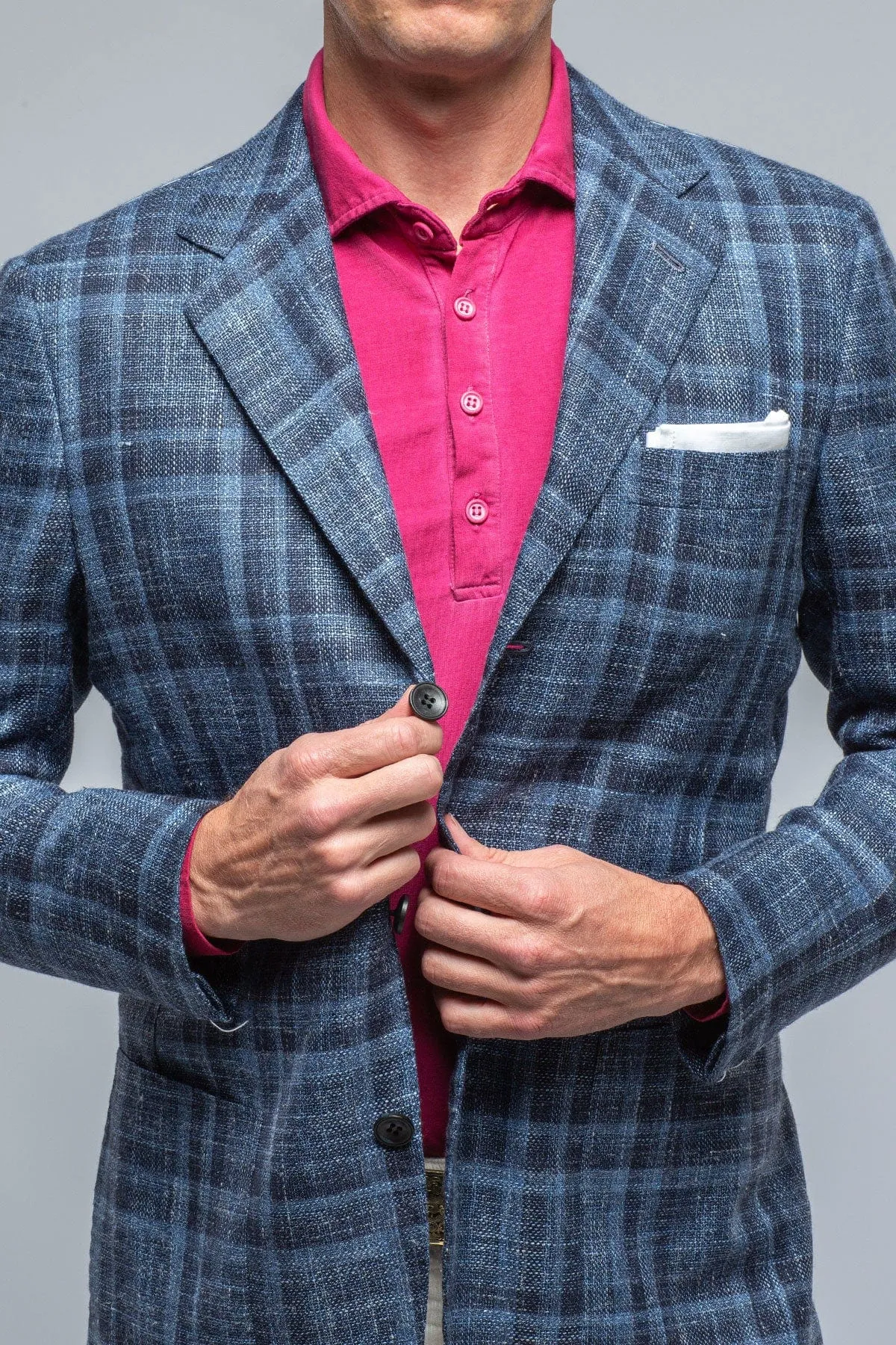 Le Barroux Blue and Navy Dark Check Jacket
