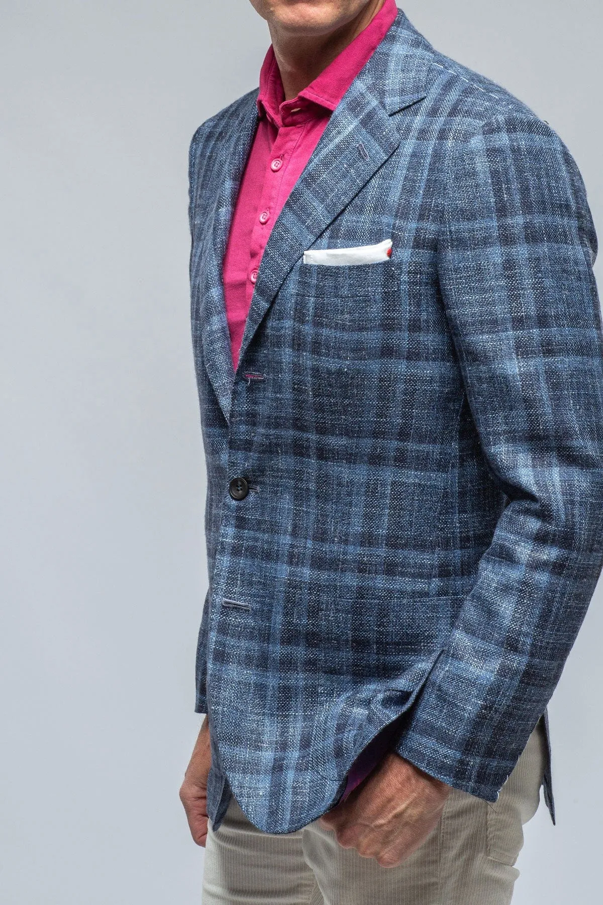Le Barroux Blue and Navy Dark Check Jacket
