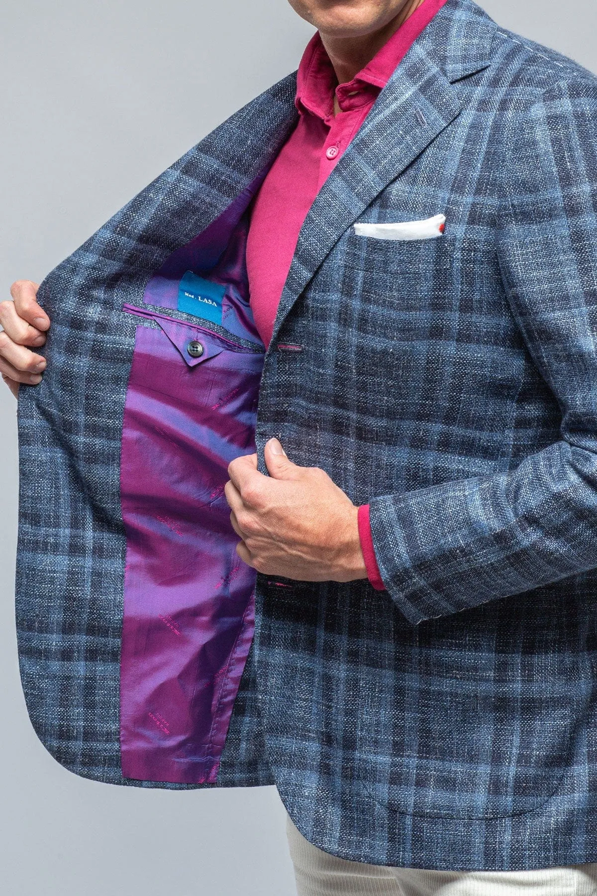 Le Barroux Blue and Navy Dark Check Jacket