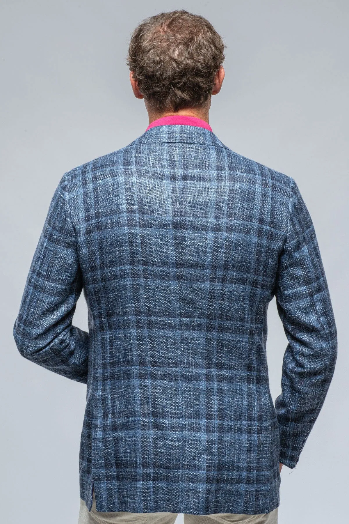 Le Barroux Blue and Navy Dark Check Jacket