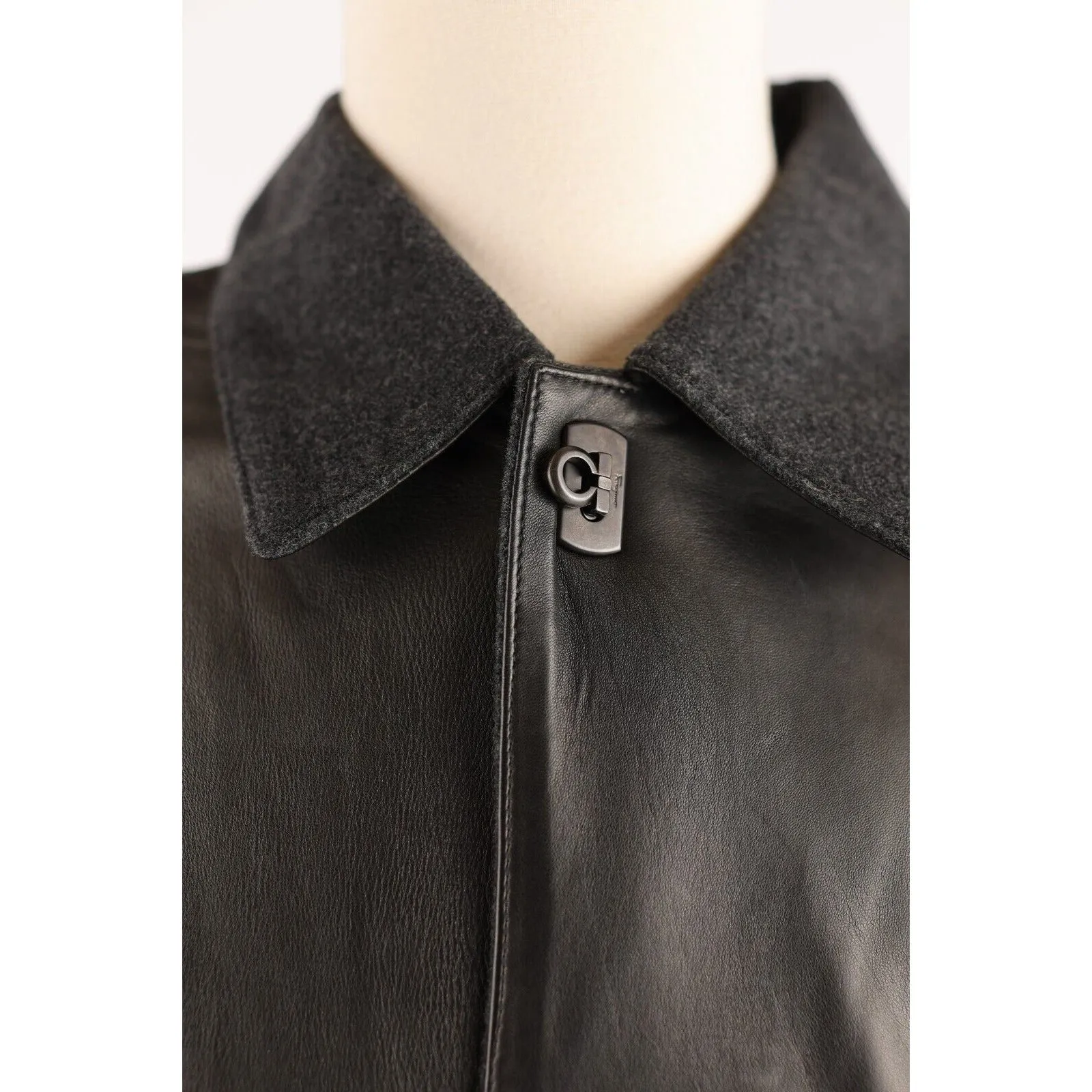 Leather Cashmere Lined Overcoat