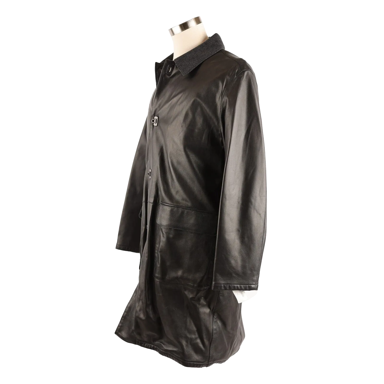 Leather Cashmere Lined Overcoat