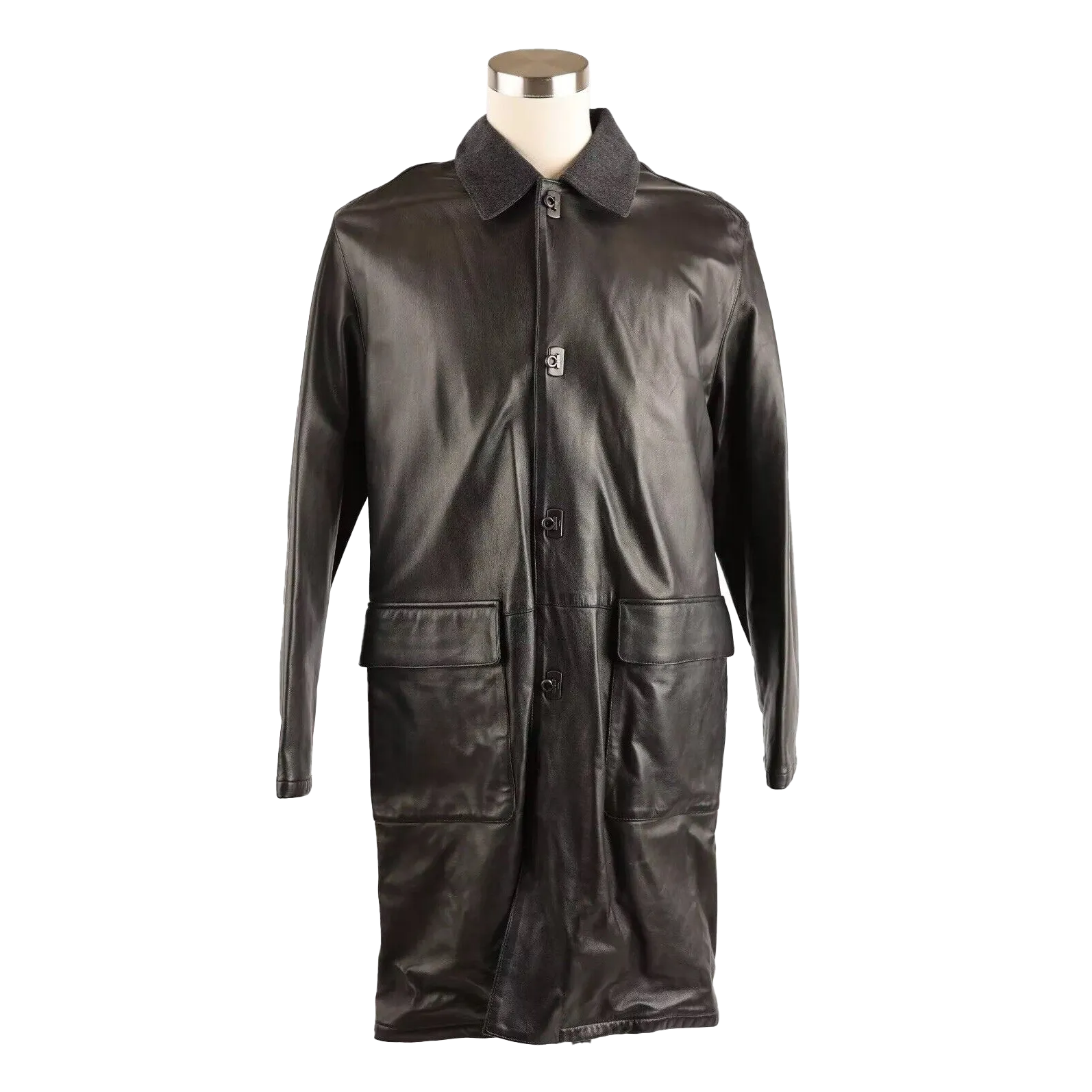 Leather Cashmere Lined Overcoat
