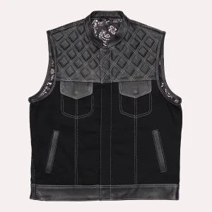 Leatherick Diamond Stitch Collared Custom Denim Vest