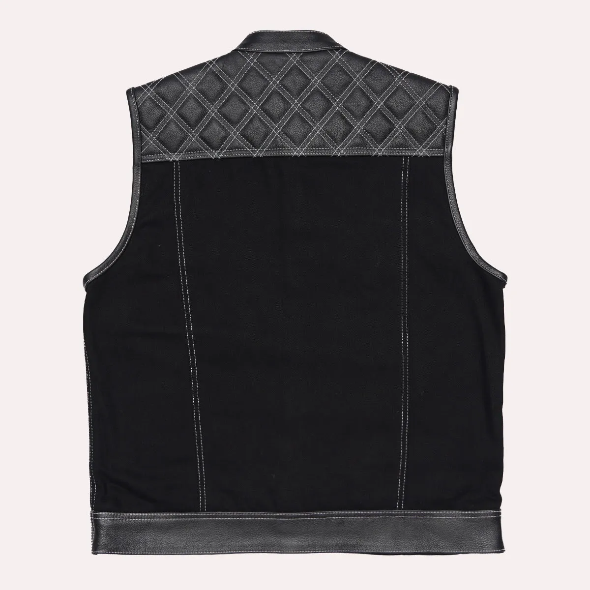 Leatherick Diamond Stitch Collared Custom Denim Vest