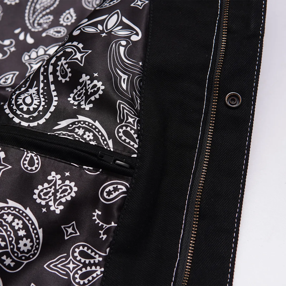 Leatherick Diamond Stitch Collared Custom Denim Vest