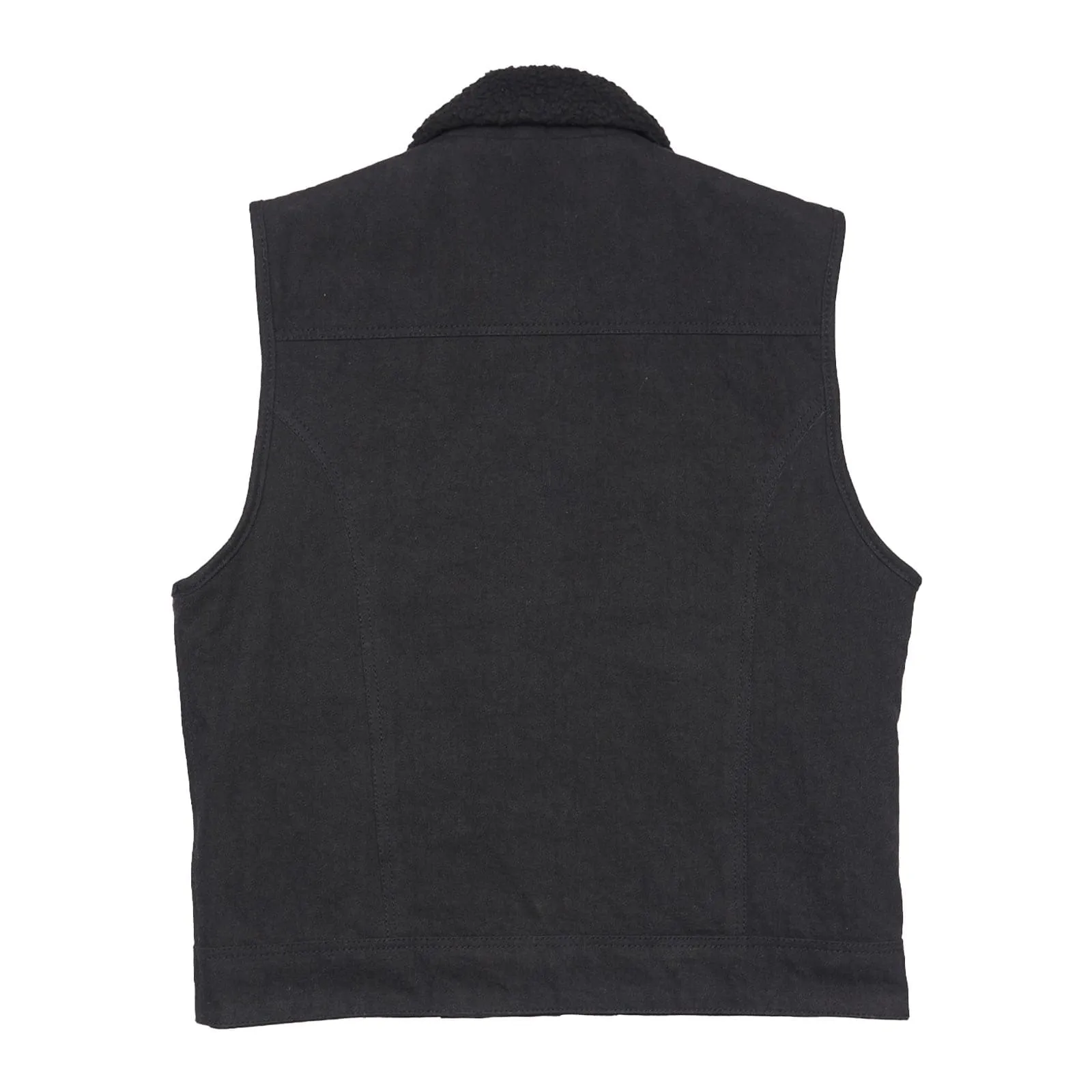 Leatherick Fur Collar Black Denim Motorcycle Vest