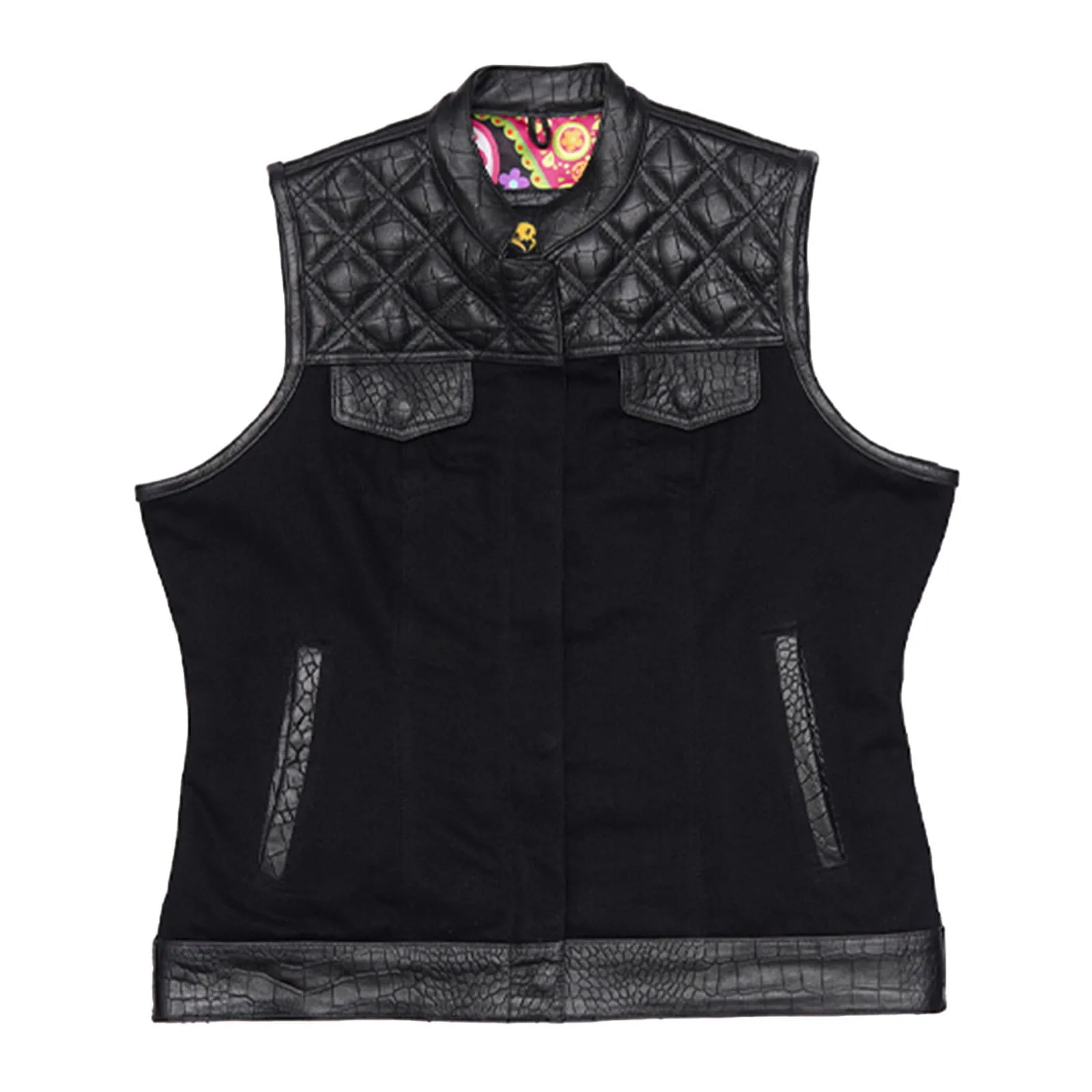 Leatherick Women Diamond Stitch Motorcycle Waistcoat