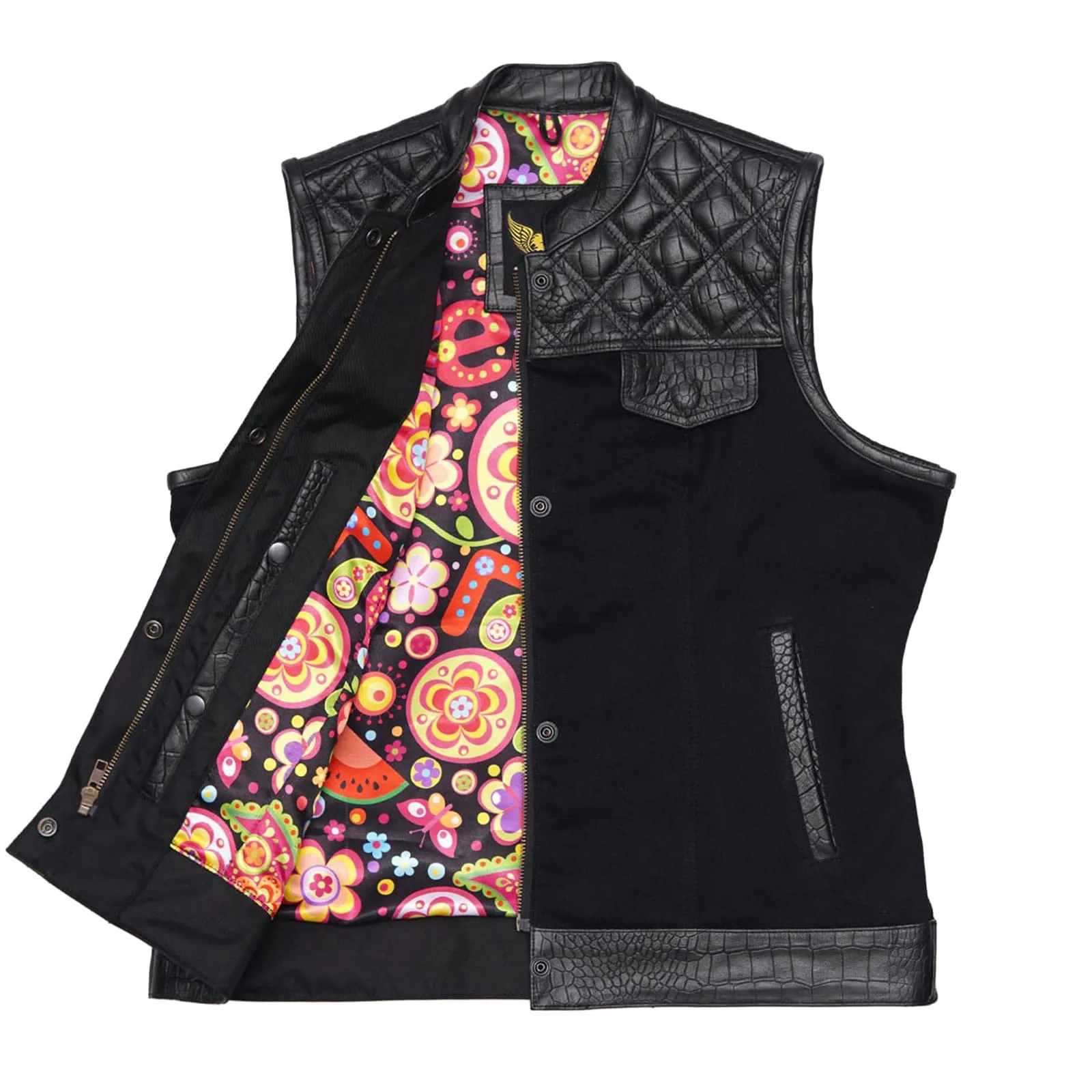 Leatherick Women Diamond Stitch Motorcycle Waistcoat