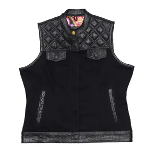 Leatherick Women Diamond Stitch Motorcycle Waistcoat