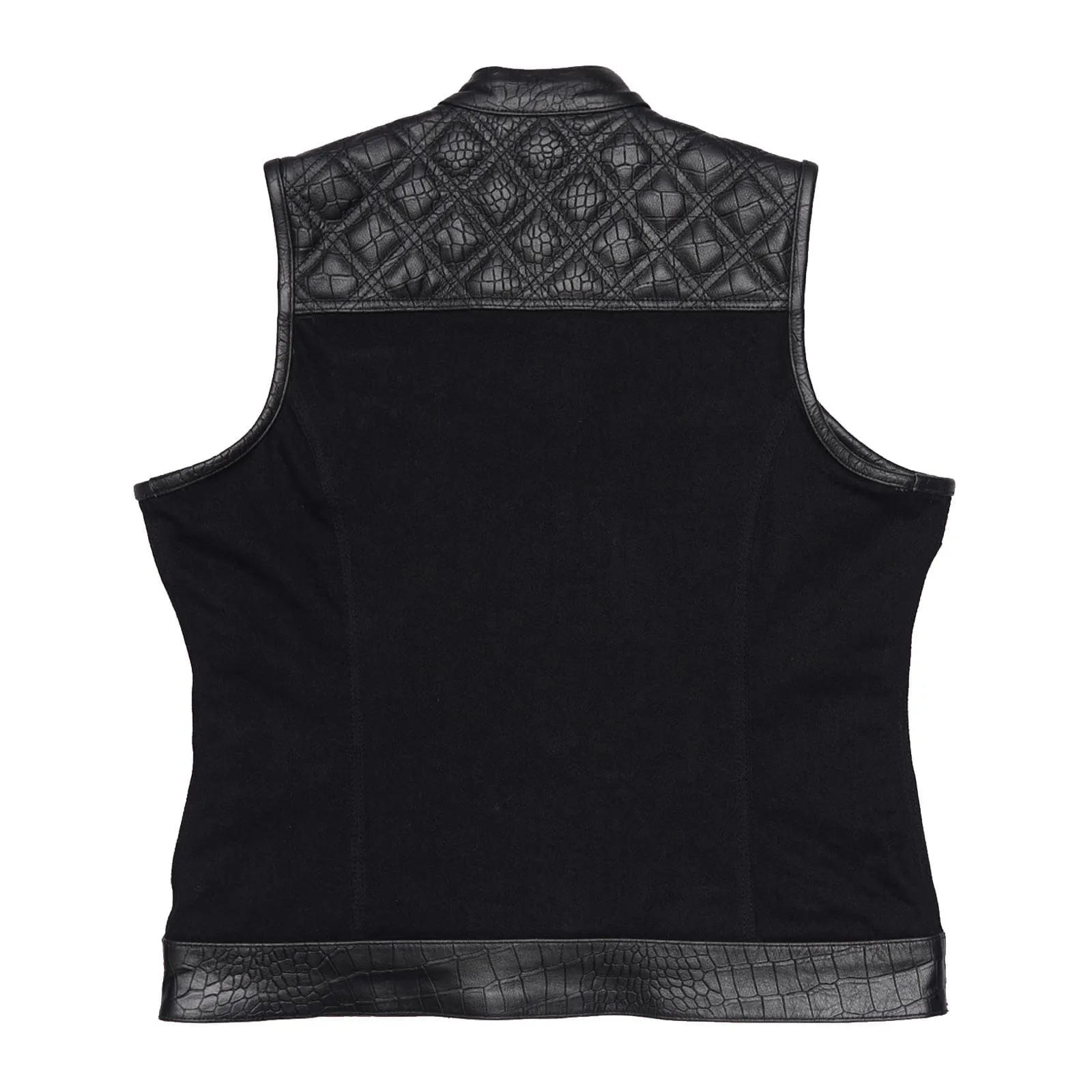 Leatherick Women Diamond Stitch Motorcycle Waistcoat