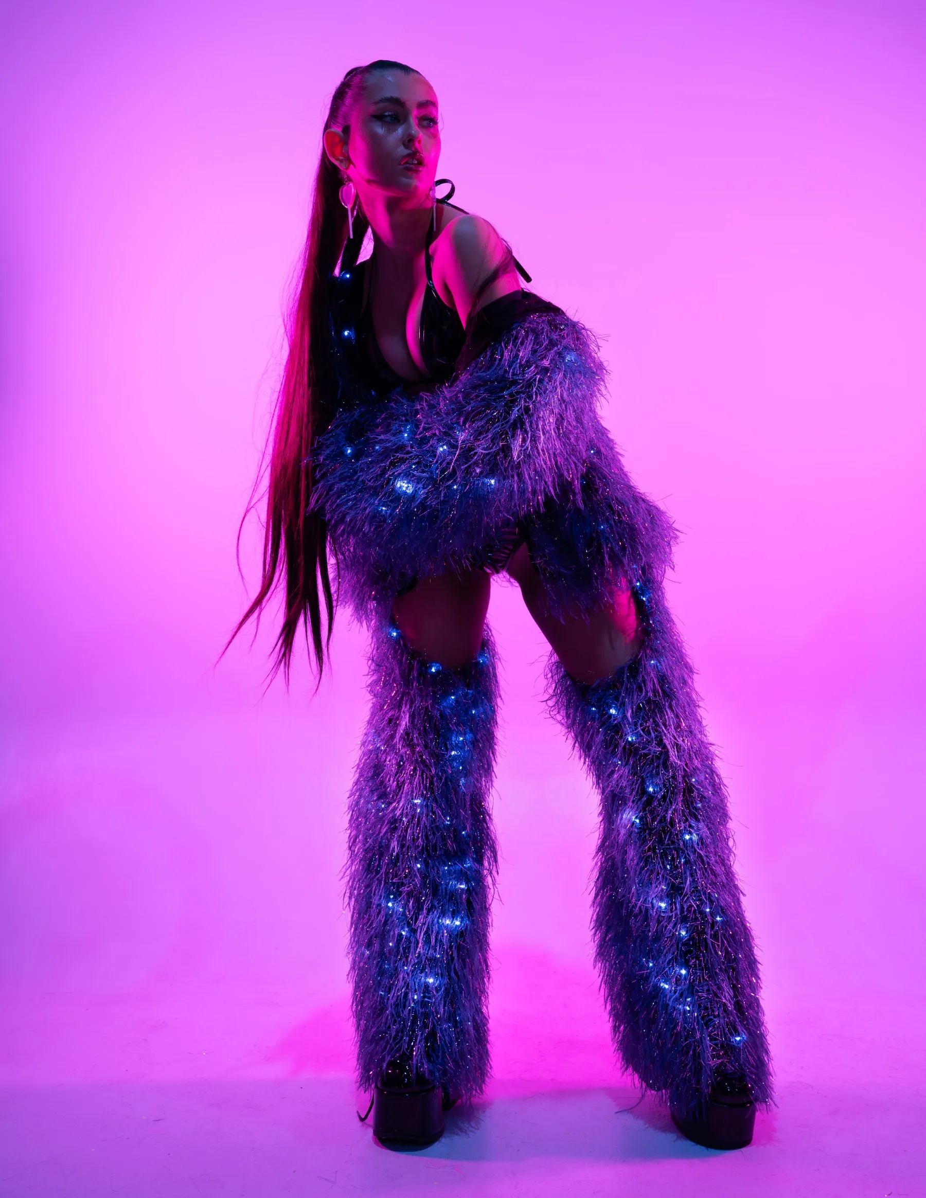 LED Purple Funkmaster Faux Fur Chaps