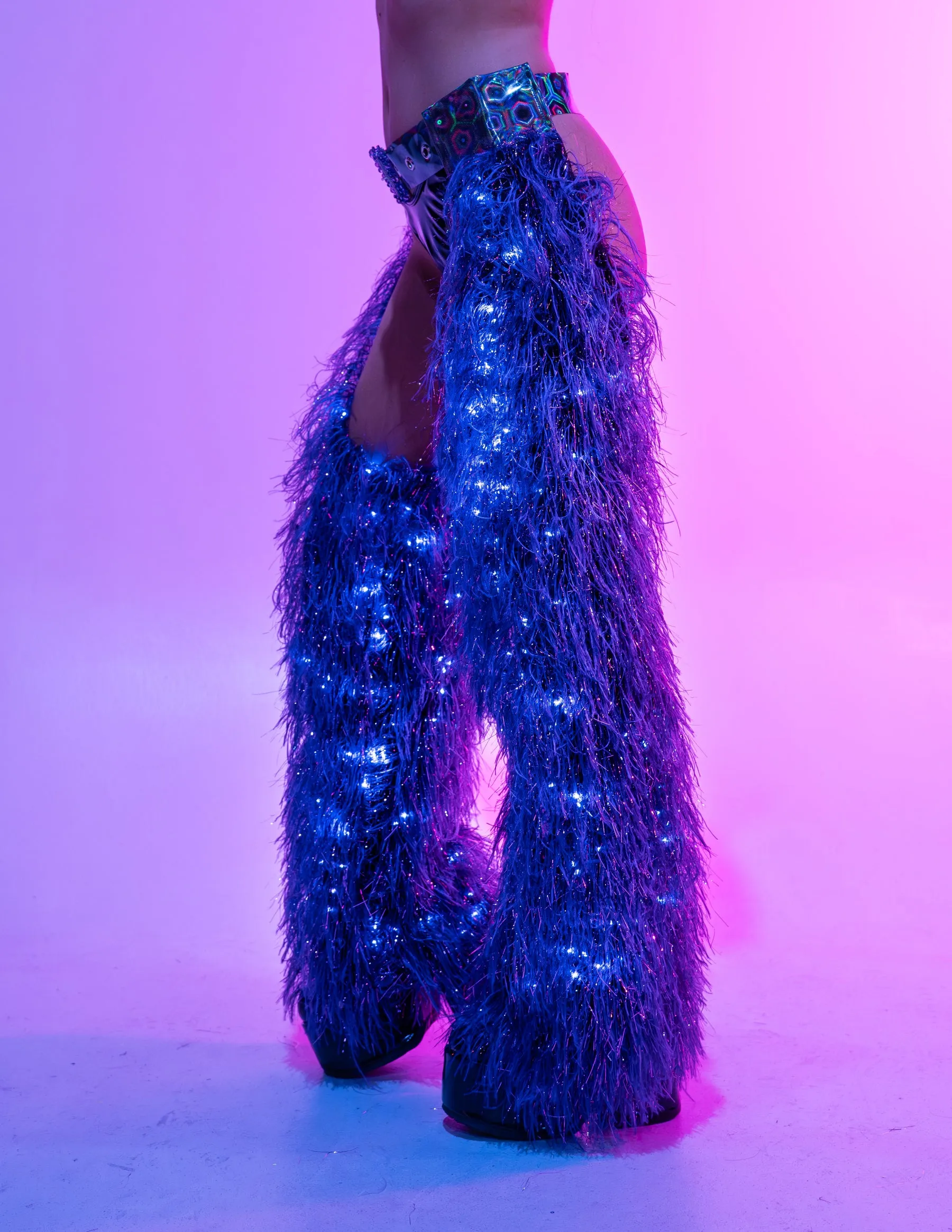 LED Purple Funkmaster Faux Fur Chaps