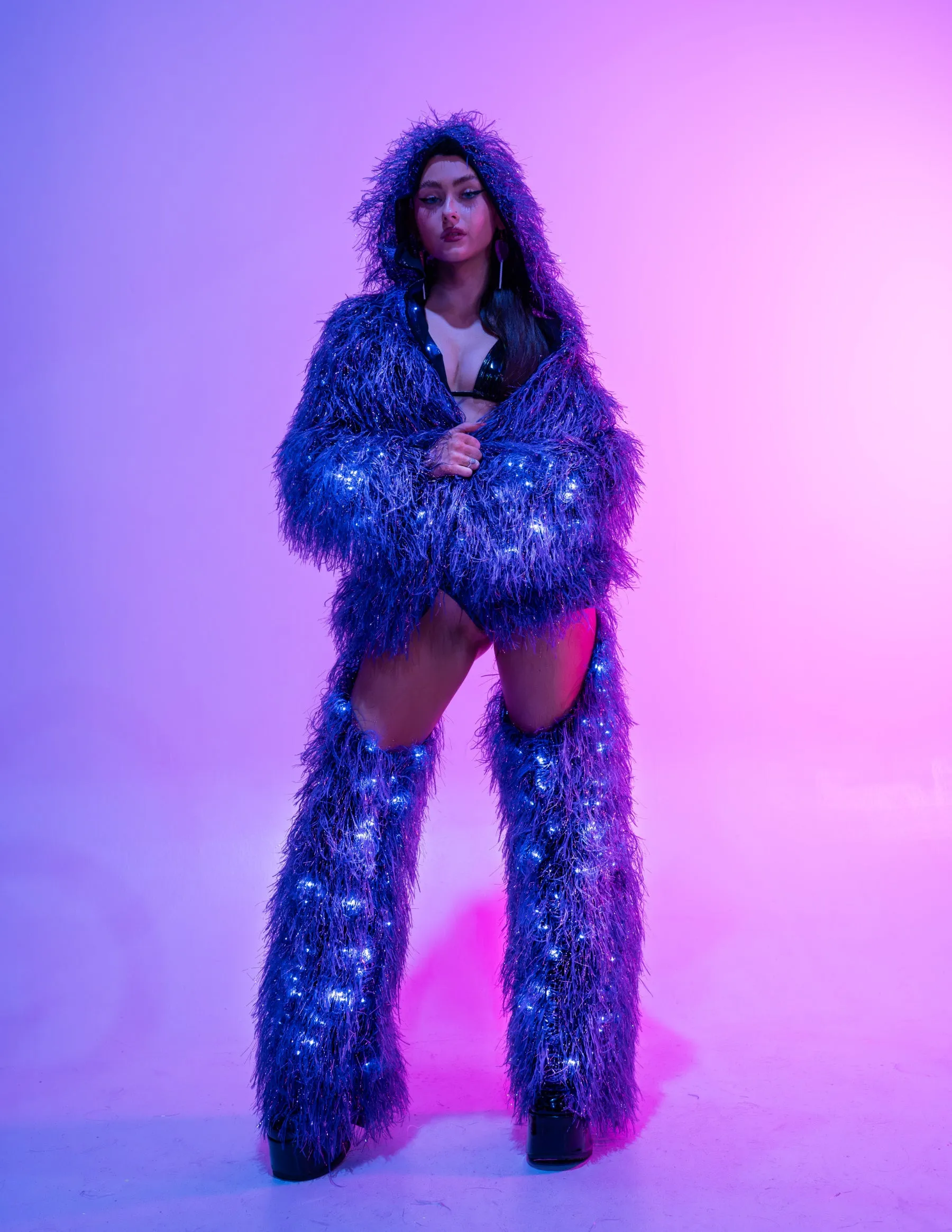 LED Purple Funkmaster Faux Fur Chaps