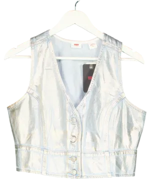 levis Blue Mona Denim Corset Waistcoat Top UK L