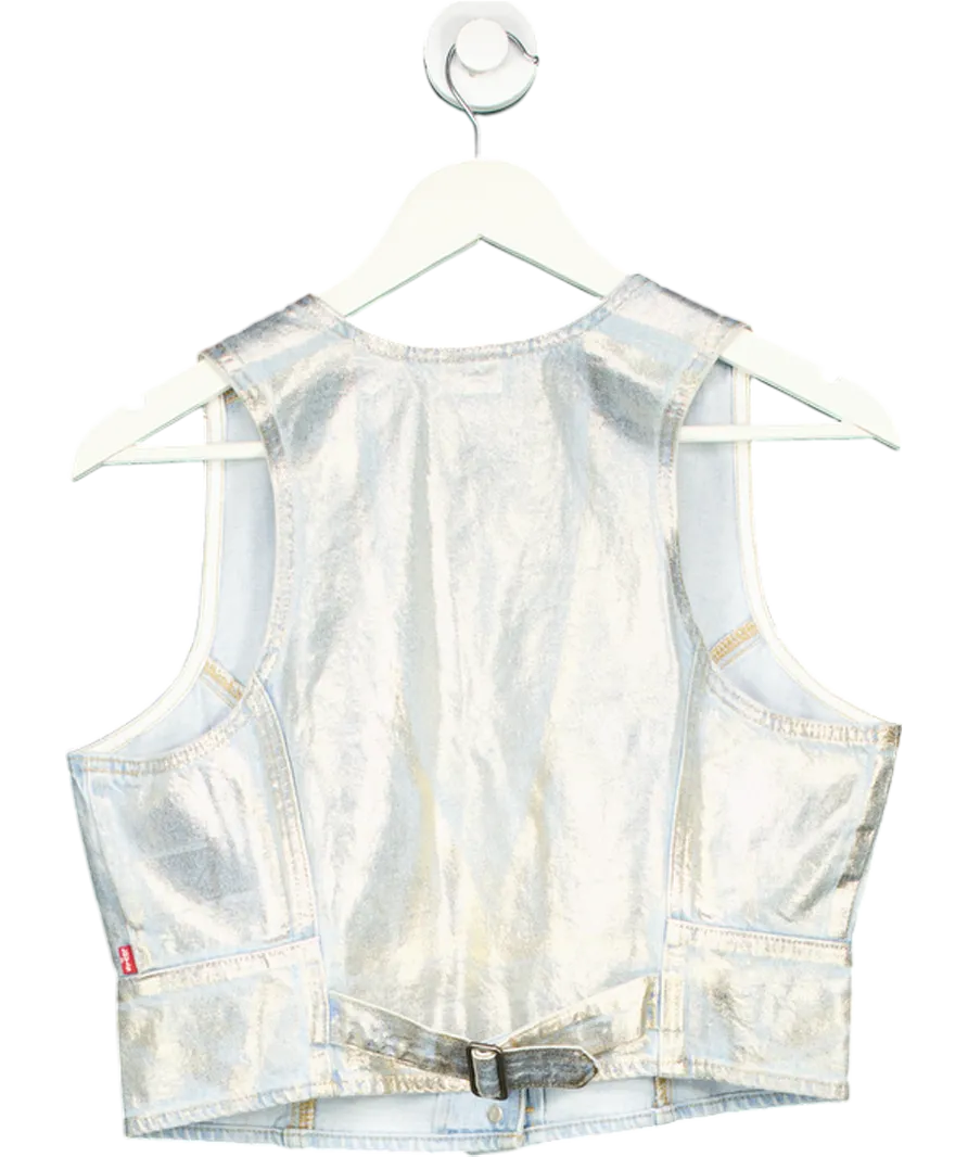 levis Blue Mona Denim Corset Waistcoat Top UK L
