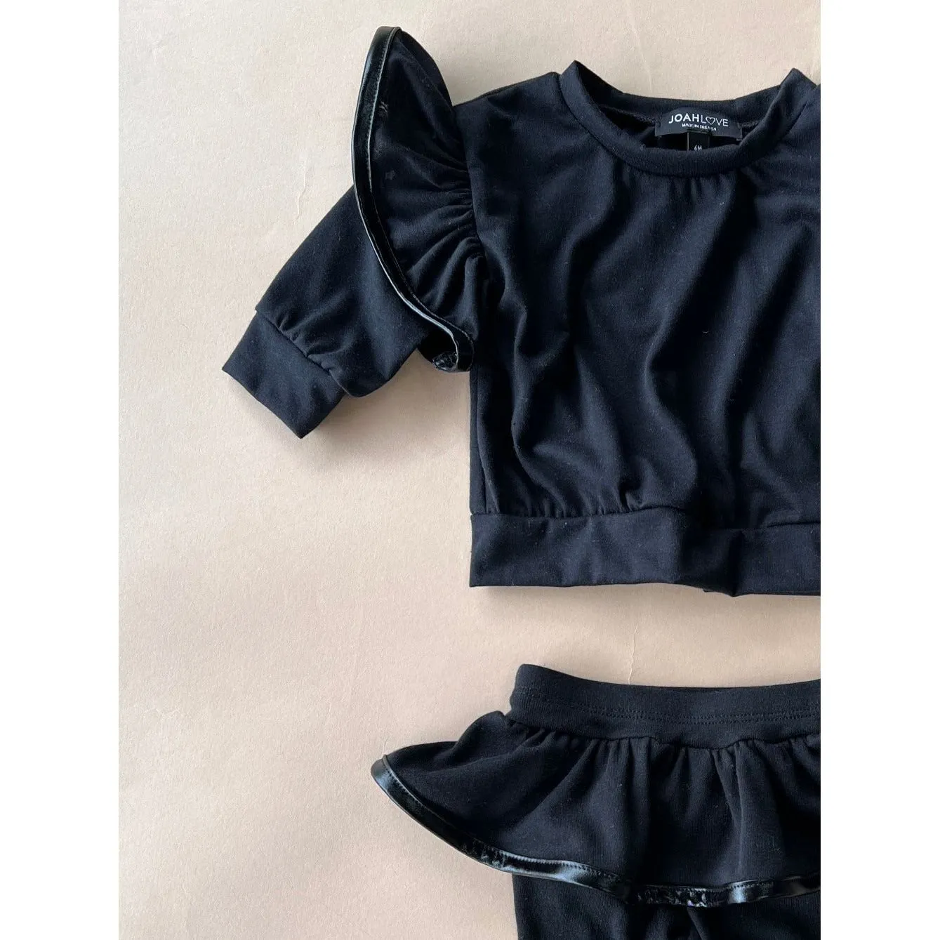 Lily Baby Set | Black & faux leather
