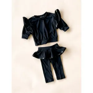 Lily Baby Set | Black & faux leather