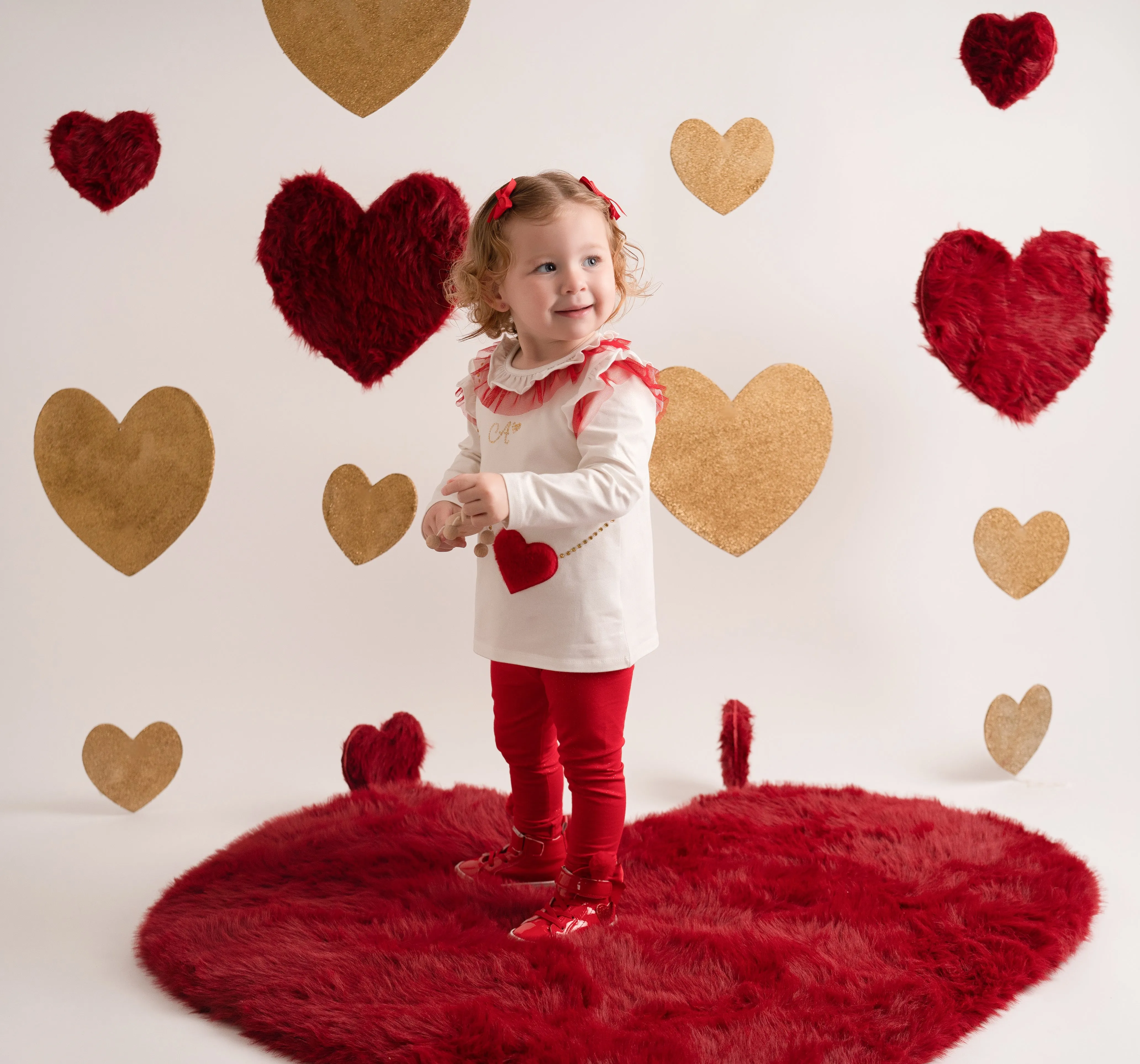 Little A Hope Handbag Legging Set - Snow White/Red