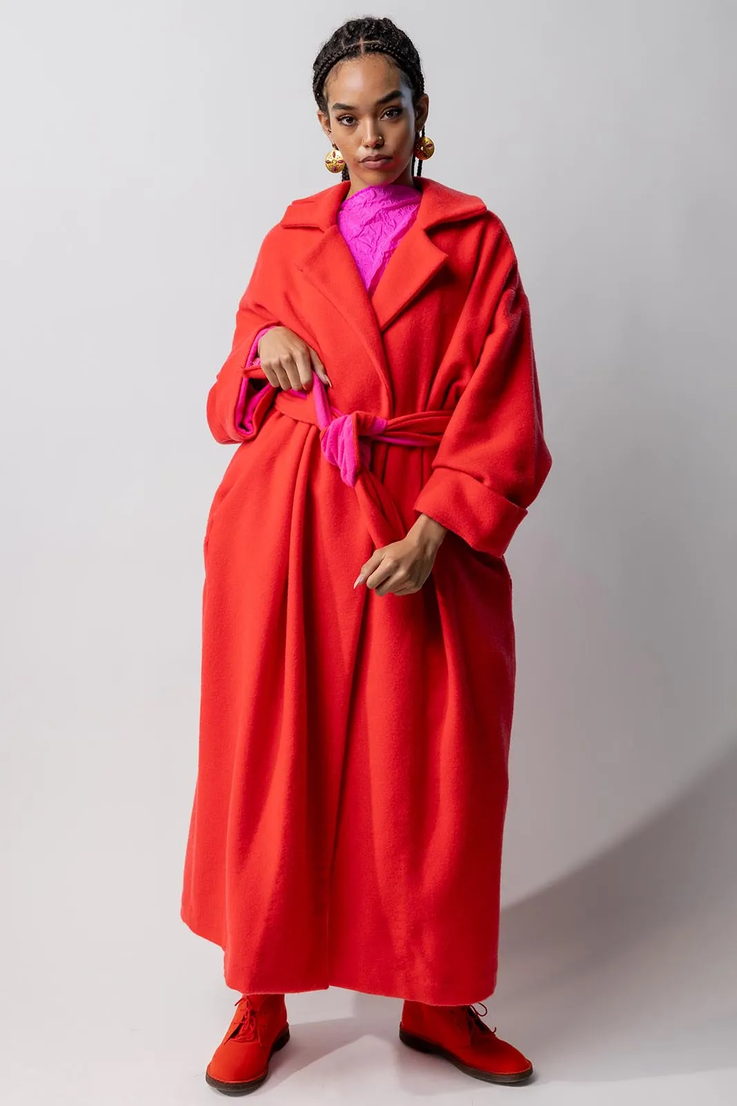 Long Self-Tie Cashmere Coat