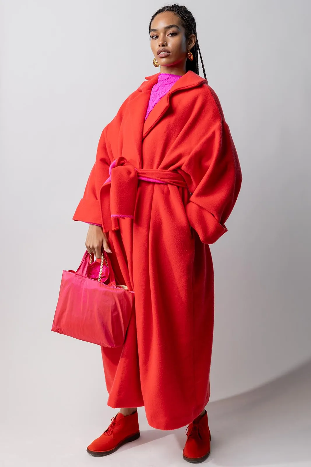 Long Self-Tie Cashmere Coat