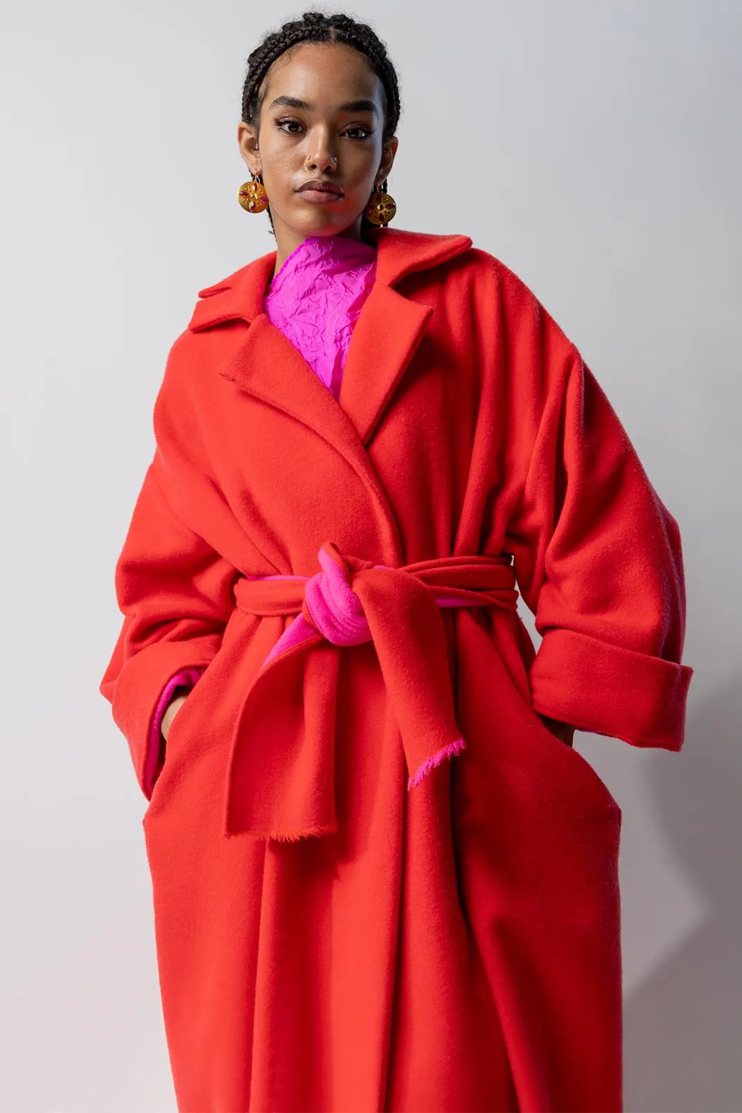 Long Self-Tie Cashmere Coat