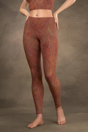 Marbled Peacock Leggings: Carmine