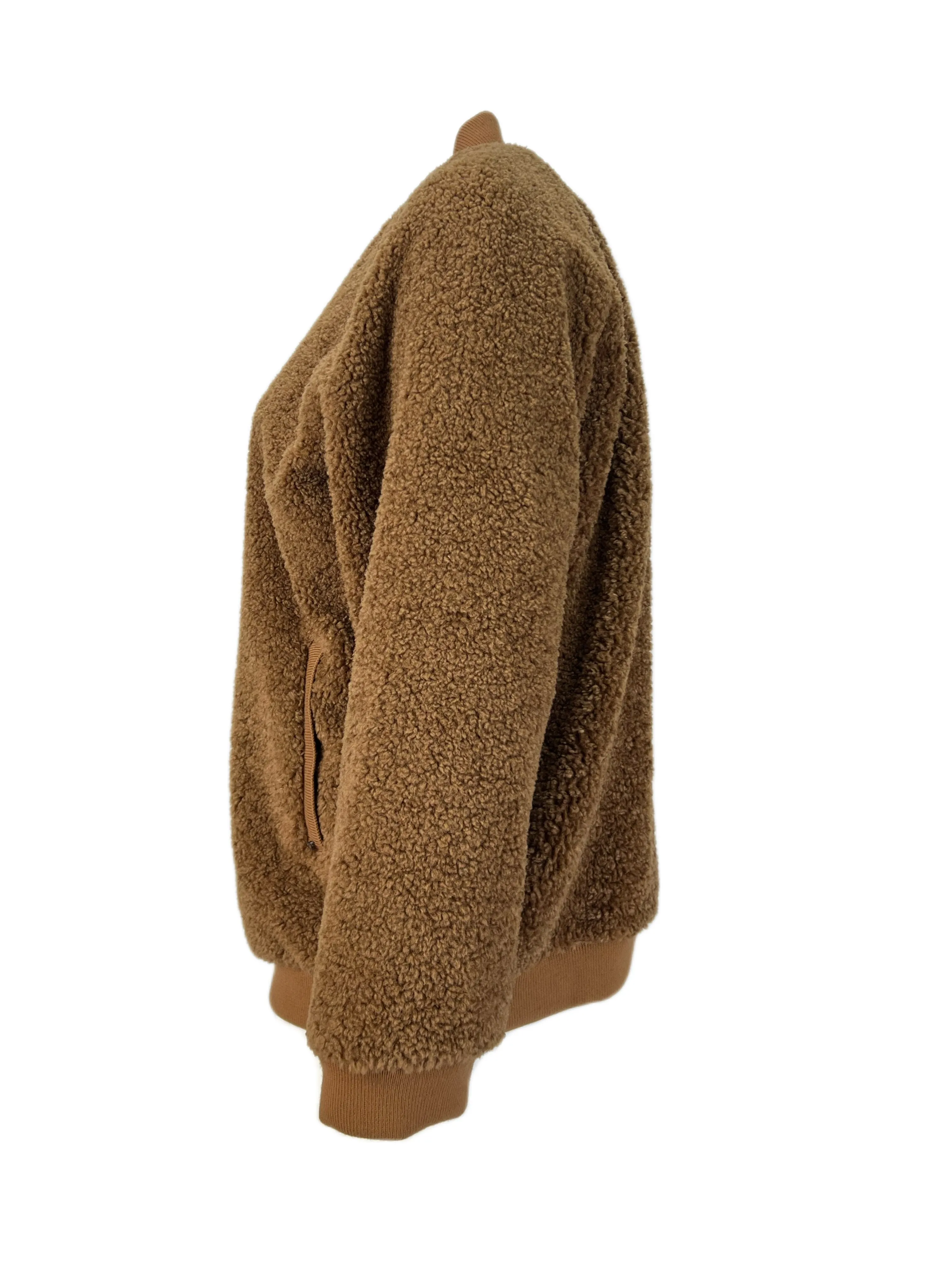 Marina Rinaldi Women's Camel Eccelso Faux Fur Bomber Jacket NWT