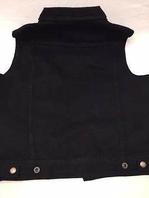 Men's Jean Style with Shirt Collar blk denim motorcycle vest w/2 gun pockets