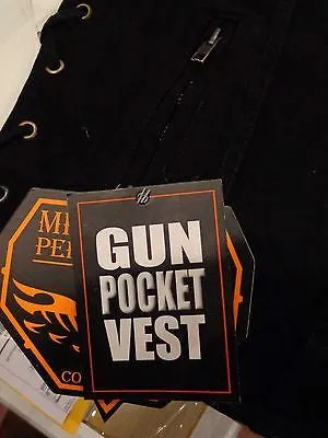 Men's Motorcycle Blue Plain Denim Vest with 2 Gun pockets inside