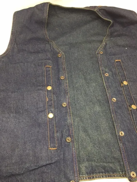 Men's Motorcycle Blue Plain Denim Vest with 2 Gun pockets inside