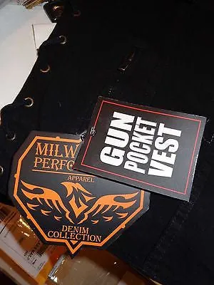 Men's Motorcycle Blue Plain Denim Vest with 2 Gun pockets inside