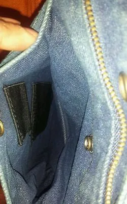 Men's Motorcycle Blue Plain Denim Vest with 2 Gun pockets inside