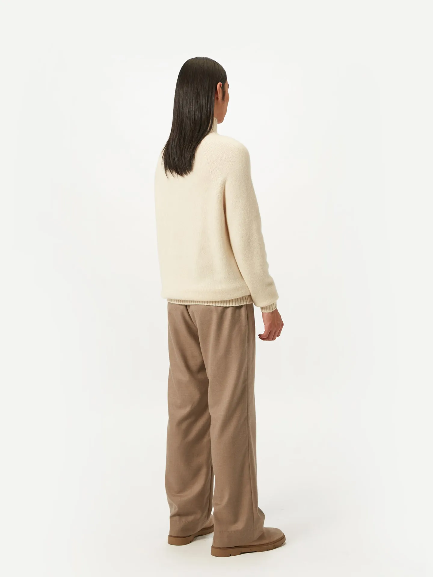 Men's Organic Cashmere Turtleneck with Ribbed Details