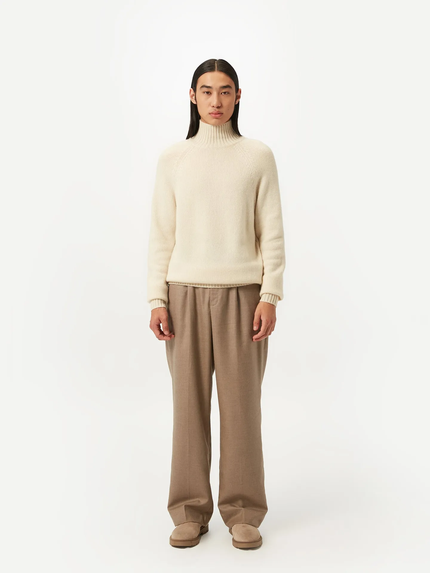 Men's Organic Cashmere Turtleneck with Ribbed Details