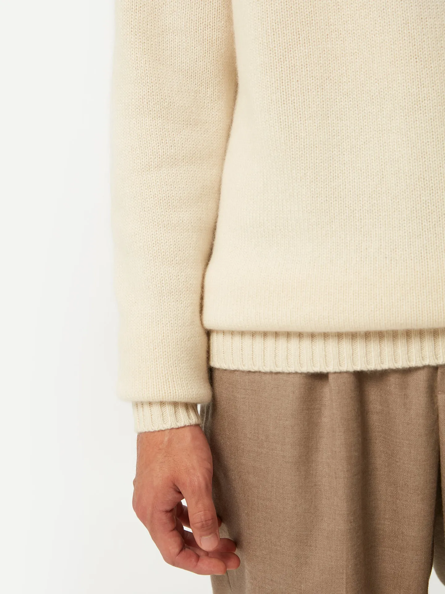 Men's Organic Cashmere Turtleneck with Ribbed Details