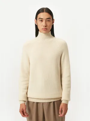 Men's Organic Cashmere Turtleneck with Ribbed Details